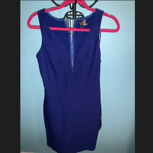 Blue deep v party dress